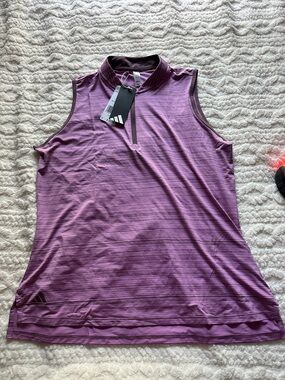 adidas Women’s Plum Sleeveless Zip-Front Golf Tank